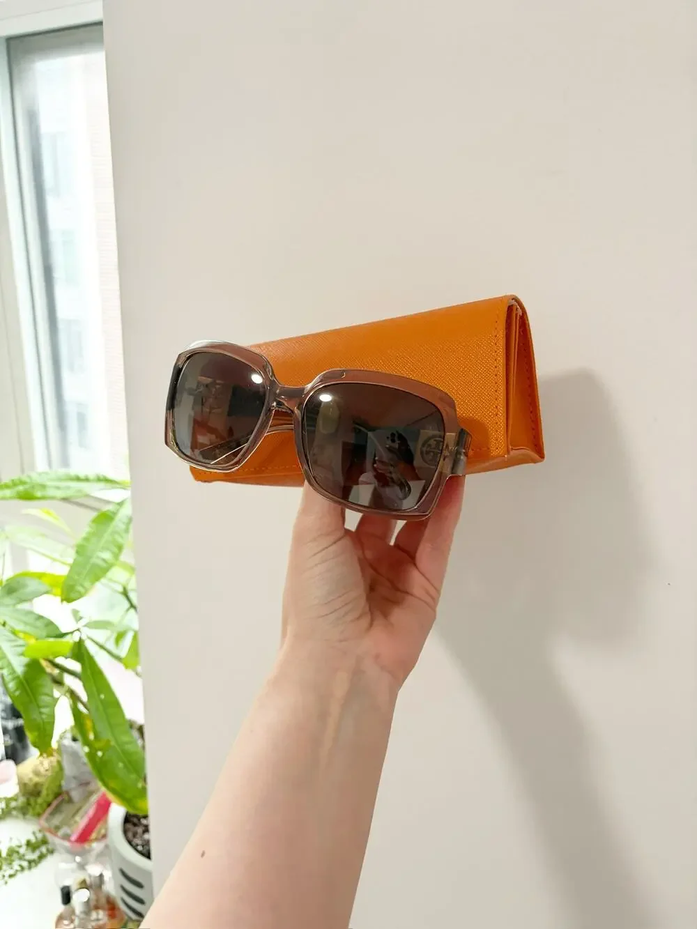 Tory Burch Clear Brown Tortoise Shell Sunglasses with Case